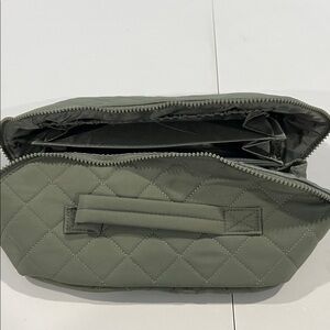 Quilted Olive Green Quilted Cosmetic Organizer Bag